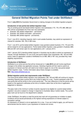 Online Points Test for Skilled Migration .